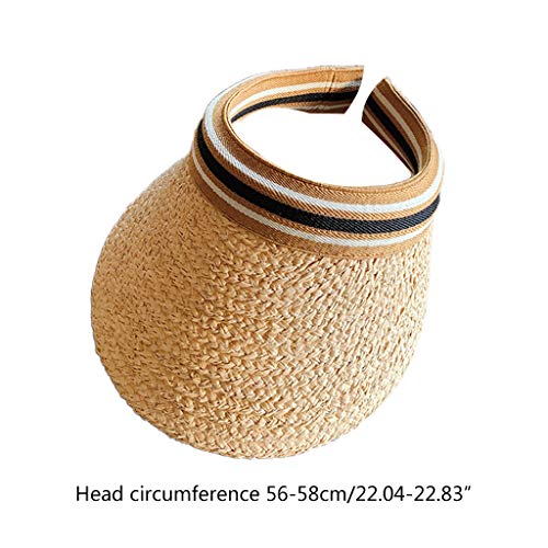 niumanery Sombrero de Visera de Paja de Rafia para Mujer, Tapa vacía, Protector Solar a Rayas arcoíris, Gorra con Visera marrón