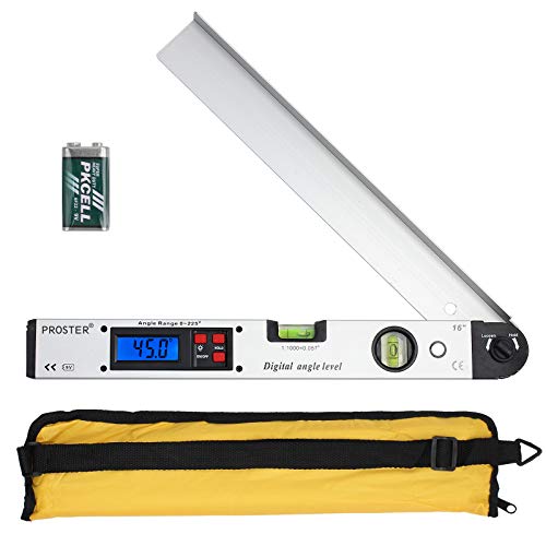 Nivel de Ángulo Digital 0-225 °Buscador de Ángulos con Indicador LCD de 400mm / 16 Pulgadas Herramienta de Medición de Ángulo Inclinómetro Digital para Vertical Horizontal Doble Nivel de Burbuja