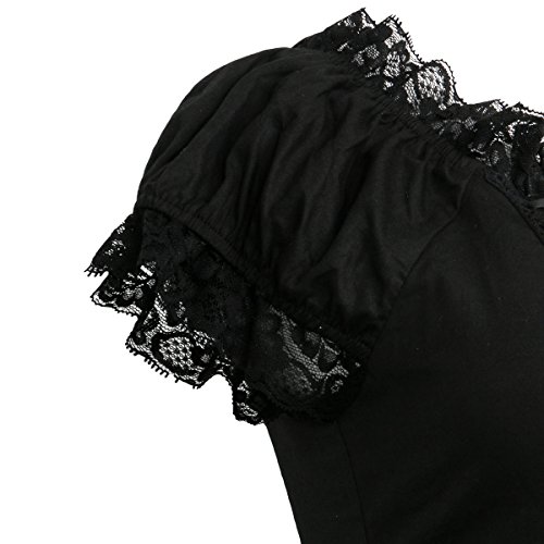 Nofonda Vestido Negro Gótico Clásico de Chicas Disfraz de Bruja Vampiro Falda Lolita Dulce Steampunk para Mujer Traje Tradicional para Fiestas (M)