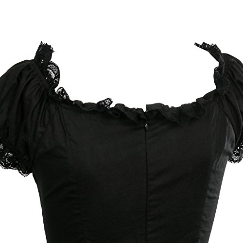 Nofonda Vestido Negro Gótico Clásico de Chicas Disfraz de Bruja Vampiro Falda Lolita Dulce Steampunk para Mujer Traje Tradicional para Fiestas (M)