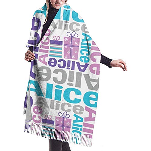 Nombre personalizado de Navidad Envoltura de chal en espiral Bufanda cálida de invierno Capa Grande Bufanda de cachemira suave y acogedora Envoltura de mujer Chal cálido de chal Estola