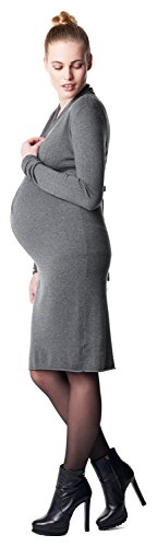 Noppies Dress Knit LS Zara 2-Vestido premamá Mujer, Gris (Anthracite Melange C247) 42