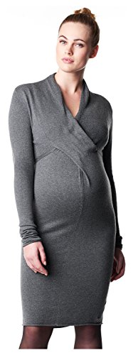 Noppies Dress Knit LS Zara 2-Vestido premamá Mujer, Gris (Anthracite Melange C247) 42