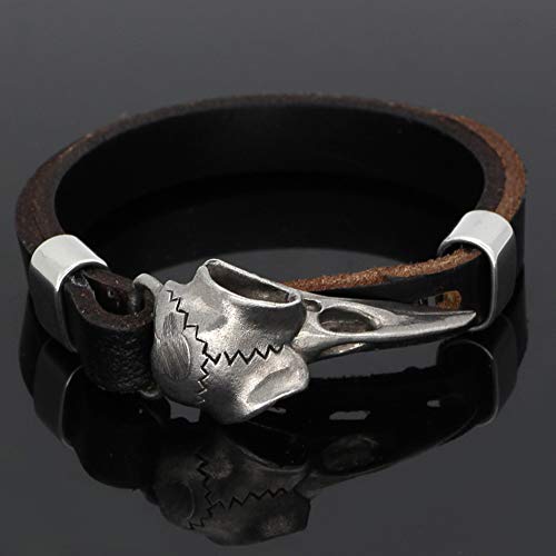 Nordic Viking Crow Bracelet-Ms Moda Retro Estilo Gótico Cuervo Amuleto Brazalete, Pulsera Ajustable Trenzada De Cuero para Hombre, Mitología Celta Nórdica Totem Raven Totem