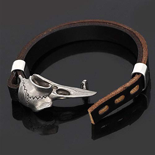 Nordic Viking Crow Bracelet-Ms Moda Retro Estilo Gótico Cuervo Amuleto Brazalete, Pulsera Ajustable Trenzada De Cuero para Hombre, Mitología Celta Nórdica Totem Raven Totem