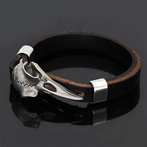 Nordic Viking Crow Bracelet-Ms Moda Retro Estilo Gótico Cuervo Amuleto Brazalete, Pulsera Ajustable Trenzada De Cuero para Hombre, Mitología Celta Nórdica Totem Raven Totem
