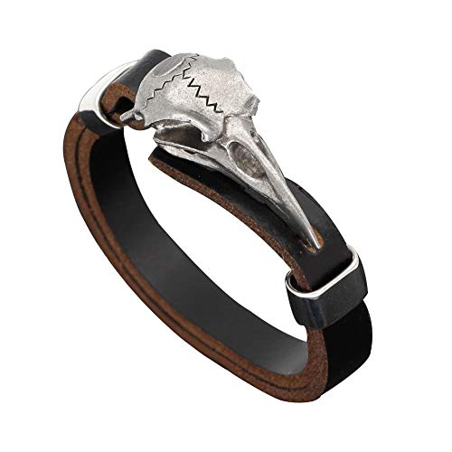 Nordic Viking Crow Bracelet-Ms Moda Retro Estilo Gótico Cuervo Amuleto Brazalete, Pulsera Ajustable Trenzada De Cuero para Hombre, Mitología Celta Nórdica Totem Raven Totem