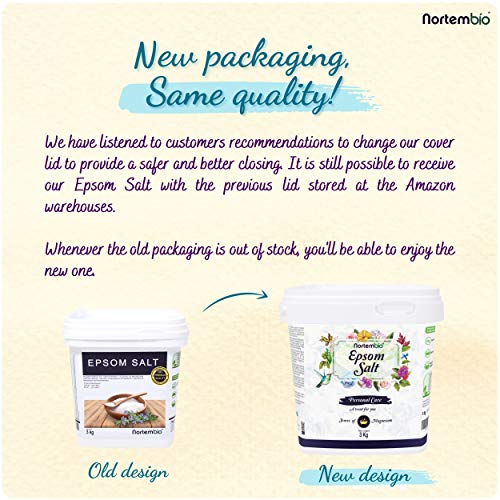 Nortembio Sal de Epsom 3 Kg. Fuente Concentrada de Magnesio. Sales 100% Puras. Baño y Cuidado Personal. E-Book Incluido.