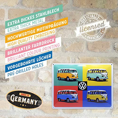 Nostalgic-Art Cartel de Chapa Retro VW – Bulli T1 – Pop Art – Idea de Regalo de Furgoneta Volkswagen, metálico, Diseño Vintage Decorativo, 30 x 40 cm