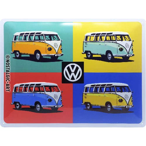 Nostalgic-Art Cartel de Chapa Retro VW – Bulli T1 – Pop Art – Idea de Regalo de Furgoneta Volkswagen, metálico, Diseño Vintage Decorativo, 30 x 40 cm