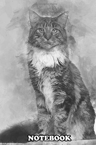 Notebook: Portrait Of Maine Coon Cat 10 Months Old Sitting , Journal for Writing, College Ruled Size 6" x 9", 110 Pages