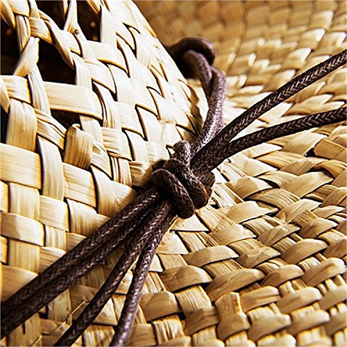 noTrash2003 Sombrero de vaquero hecho a mano, sombrero de paja de verano, sombrero del oeste en talla única con banda para el sudor y banda de cuero