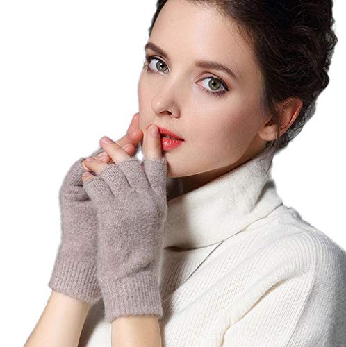 Novawo Los guantes flexibles de mix-lana y cachemira calientes suaves para mujeres y hombres