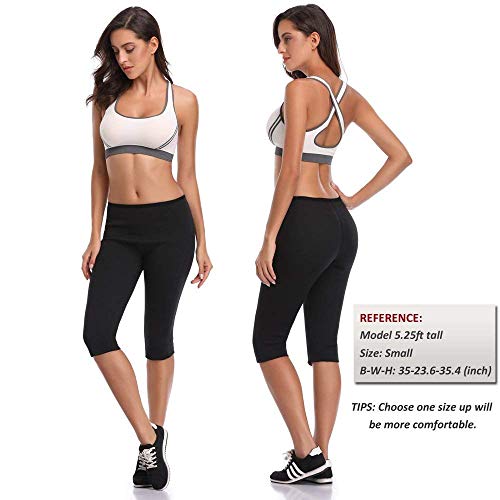 NOVECASA Pantalones Cortos Suana Deportivos Mujer de Neopreno Sauna Pants Alta Cintura para Sudoración,Quema Grasa,Adelgazante (L, Pantalones Cortos)