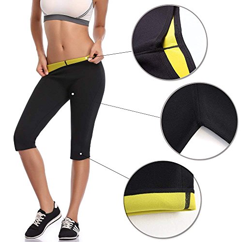 NOVECASA Pantalones Cortos Suana Deportivos Mujer de Neopreno Sauna Pants Alta Cintura para Sudoración,Quema Grasa,Adelgazante (L, Pantalones Cortos)