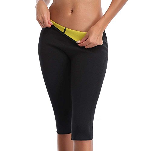 NOVECASA Pantalones Cortos Suana Deportivos Mujer de Neopreno Sauna Pants Alta Cintura para Sudoración,Quema Grasa,Adelgazante (L, Pantalones Cortos)