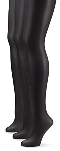 Nur Die 3er Transparent Strumpfhose, 725949 Medias, 15 DEN, Schwarz (schwarz 094), L (44-48) (Pack de 3) para Mujer
