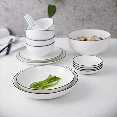 N/Z Equipo Diario Vajilla Juego de Cubiertos de Cocina de Estilo escandinavo Minimalista Vajilla de cerámica Combinación de Cubiertos Traje Blanco Diseño Simple (Color: Blanco Tamaño: 12PCS B)