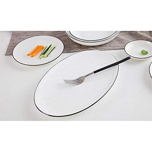 N/Z Equipo Diario Vajilla Juego de Cubiertos de Cocina de Estilo escandinavo Minimalista Vajilla de cerámica Combinación de Cubiertos Traje Blanco Diseño Simple (Color: Blanco Tamaño: 12PCS B)