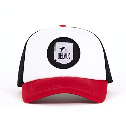 Oblack Gorras de Hombre Roja Classic Red Gorras Mujer Beisbol Ajustable con Visera Acolchada y Rejilla Negra - Gorra Trucker