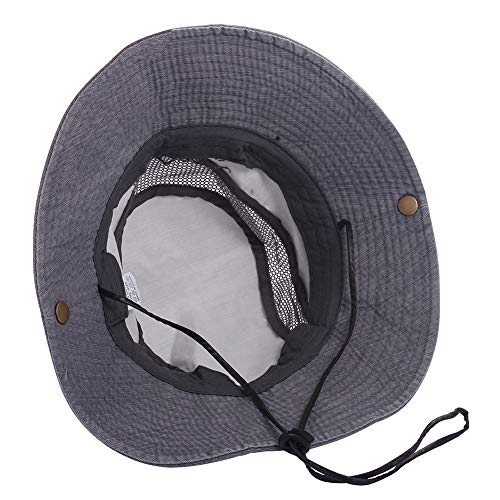 Obling Sombrero de Sol de algodón, protección UV, Sombrero de Verano Sombrero de Playa, Sombrero de Safari Sombrero de Pesca Plegable con Malla Transpirable y Correa Ajustable (Gris)