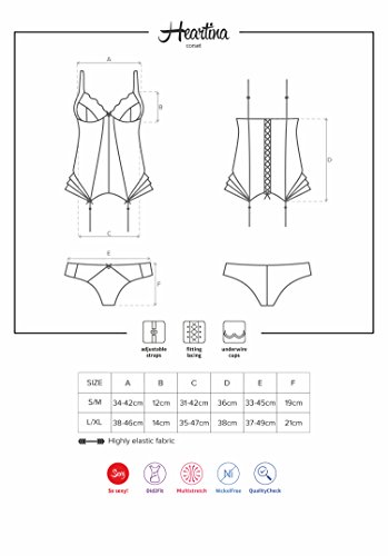 Obsessive - Camisa sensual de malla fina y encaje, color negro Negro S-M