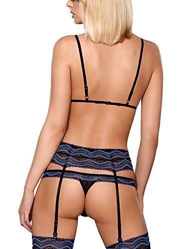 Obsessive - Juego de 3 correas de malla transparente y punta fina, color negro y azul negro/azul L-XL