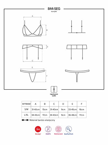 Obsessive - Juego de 3 correas de malla transparente y punta fina, color negro y azul negro/azul L-XL