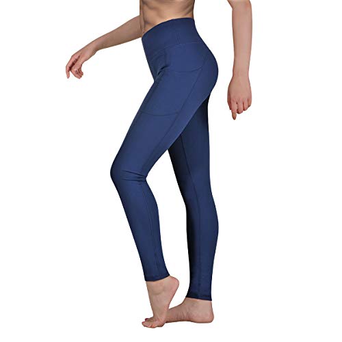 Occffy Cintura Alta Pantalón Deportivo de Mujer Leggings para Running Training Fitness Estiramiento Yoga y Pilates DS166 (Azul profundo, M)