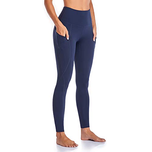 Occffy Leggings Mujer Deporte Cintura Alta Mallas Pantalones Deportivos Leggins con Bolsillos para Yoga Running Fitness y Ejercicio Oc01 (Azul Profundo, S)