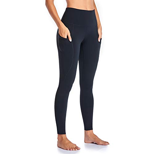 Occffy Leggings Mujer Deporte Cintura Alta Mallas Pantalones Deportivos Leggins con Bolsillos para Yoga Running Fitness y Ejercicio Oc01 (Negro, L)