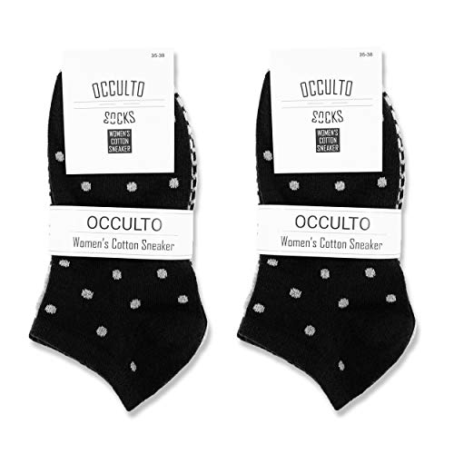 Occulto 8 pares de Calcetines para Mujer | Calcetines para Zapatos de Verano para Mujer | Calcetines cortos de Algodón para Mujer 35-38 Negro