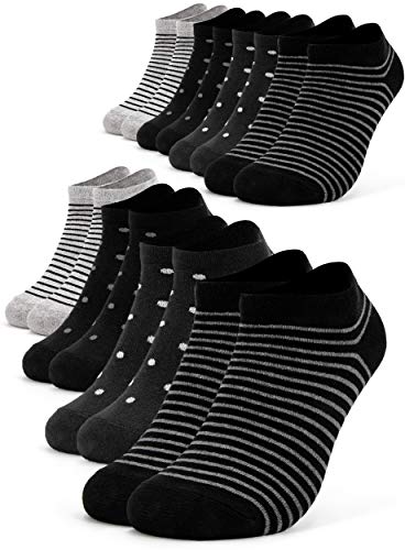 Occulto 8 pares de Calcetines para Mujer | Calcetines para Zapatos de Verano para Mujer | Calcetines cortos de Algodón para Mujer 35-38 Negro