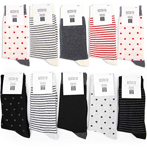 Occulto CALCETINES para MUJER (10 PARES) divertido hecho de ALGODÓN 35-38 10 Pares | Rojo, Negro