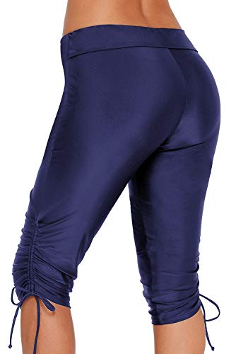 Ocean Plus Mujer Protección UV Negro Shorts hasta la Rodilla Bañador 3/4 Pierna Traje de Baño Parte Inferior del Bikini Talla Extra Leggings de Natacion (M (EU 36-38), Papillon Azul Marino)
