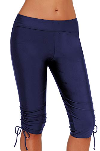 Ocean Plus Mujer Protección UV Negro Shorts hasta la Rodilla Bañador 3/4 Pierna Traje de Baño Parte Inferior del Bikini Talla Extra Leggings de Natacion (M (EU 36-38), Papillon Azul Marino)