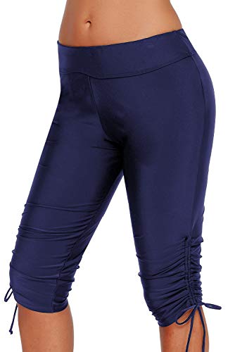 Ocean Plus Mujer Protección UV Negro Shorts hasta la Rodilla Bañador 3/4 Pierna Traje de Baño Parte Inferior del Bikini Talla Extra Leggings de Natacion (M (EU 36-38), Papillon Azul Marino)