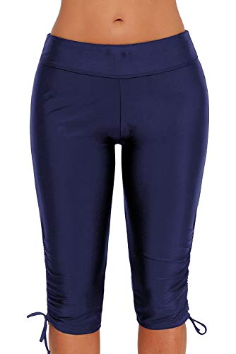 Ocean Plus Mujer Protección UV Negro Shorts hasta la Rodilla Bañador 3/4 Pierna Traje de Baño Parte Inferior del Bikini Talla Extra Leggings de Natacion (M (EU 36-38), Papillon Azul Marino)