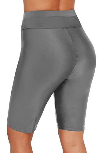 Ocean Plus Mujer Protección UV Negro Shorts hasta la Rodilla Bañador 3/4 Pierna Traje de Baño Parte Inferior del Bikini Talla Extra Leggings de Natacion (S (EU 34-36), Gris)