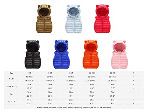 Odziezet Chaleco de Plumas Niña Niño Bebe Recien Nacido Abajo Chaqueta Sin Mangas Abrigo de Plumón Invierno Fleece Cálido 0-11 años