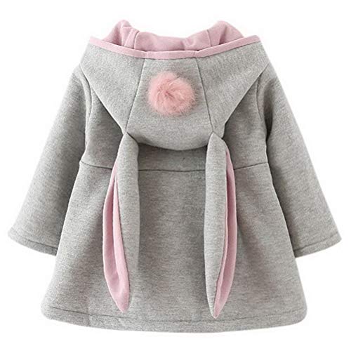 Odziezet Niña Chaqueta con Capucha Chaqueta de Algodón con Orejas de Conejo Otoño e Invierno para Bebés 0-6 años