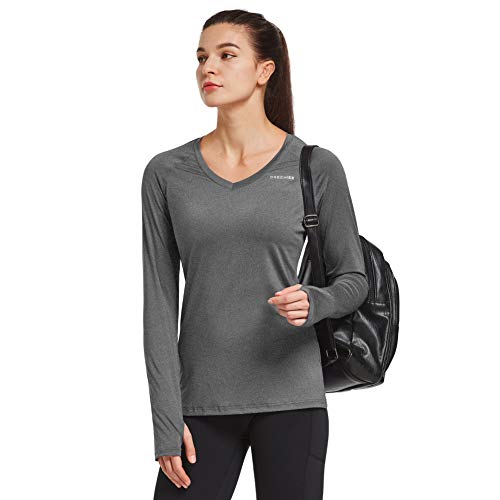 Ogeenier Mujer Camiseta Deportiva de Manga Larga Sin Etiqueta Camisetas de Secado Rápido para Running Fitness Ejercicio