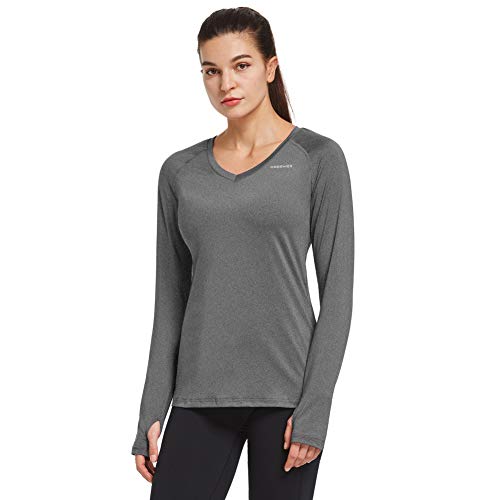 Ogeenier Mujer Camiseta Deportiva de Manga Larga Sin Etiqueta Camisetas de Secado Rápido para Running Fitness Ejercicio