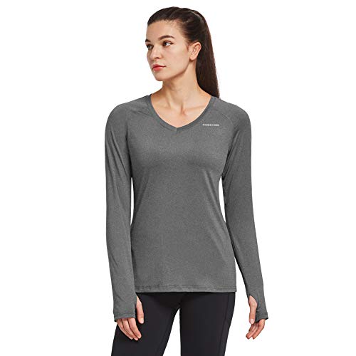 Ogeenier Mujer Camiseta Deportiva de Manga Larga Sin Etiqueta Camisetas de Secado Rápido para Running Fitness Ejercicio