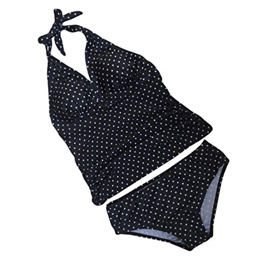 OHQ Traje De BañO para Mujeres Embarazadas Dividieron El Traje De BañO De La ImpresióN De La Onda Dos Sistemas Traje De BañO Bikinis Traje De BañO Ropa De Playa MáS TamañO (L, Negro)