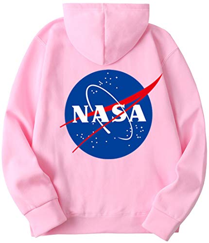OLIPHEE Sudaderas con Capucha Color Sólido con Logo de NASA para Fanáticos de Aeroespacial para Hombre c/Fen-L
