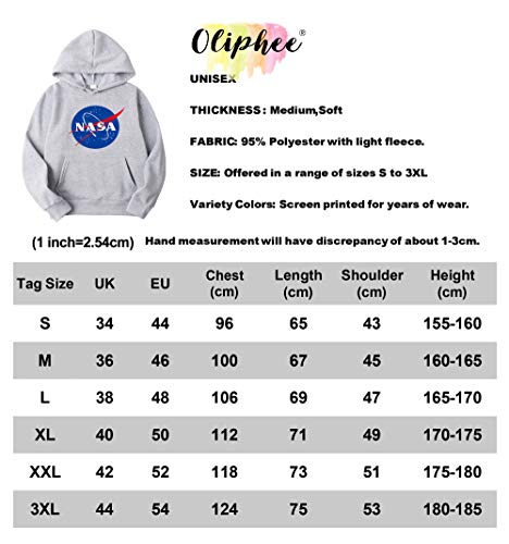OLIPHEE Sudaderas Impresión NASA al Frente Sudaderas con Capucha Casual para Mujer c/BAI-S