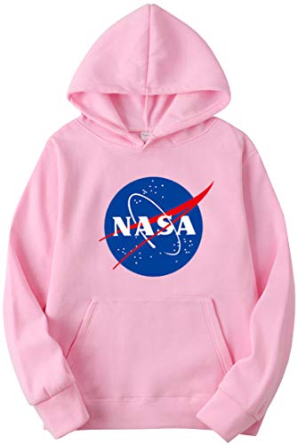 OLIPHEE Sudaderas Impresión NASA al Frente Sudaderas con Capucha Casual para Mujer c/Fen-L
