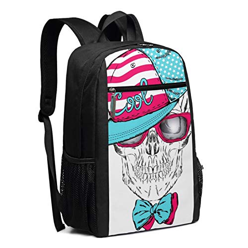 OMNVEQ Mochila Escolares Gafas con Gorro de Calavera 734, Mochila Tipo Casual para Niñas Niños Hombre Mujer Mochila para Ordenador Portátil Viaje
