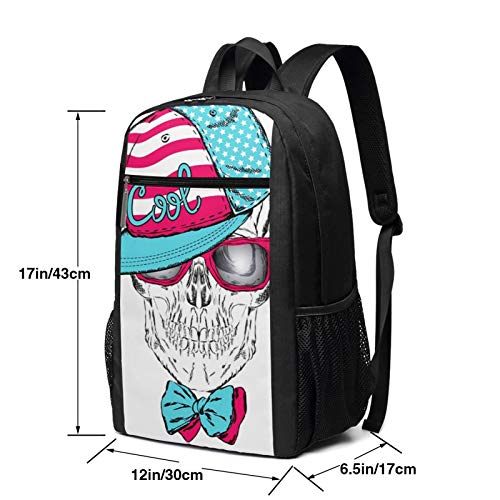OMNVEQ Mochila Escolares Gafas con Gorro de Calavera 734, Mochila Tipo Casual para Niñas Niños Hombre Mujer Mochila para Ordenador Portátil Viaje